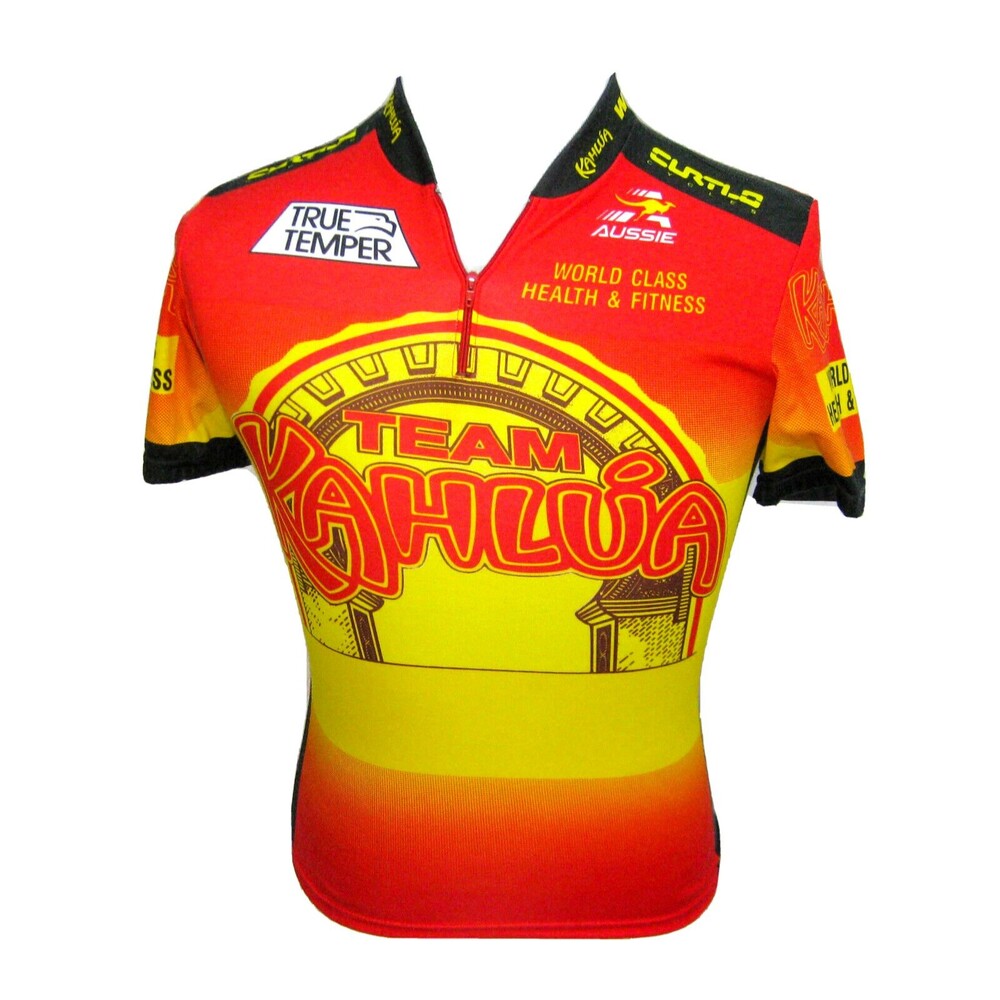 AUSSIE Team Kahlua Men's Size Small Red Yellow Short Sleeve Cycling Jersey Shirt